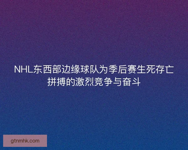 NHL东西部边缘球队为季后赛生死存亡拼搏的激烈竞争与奋斗