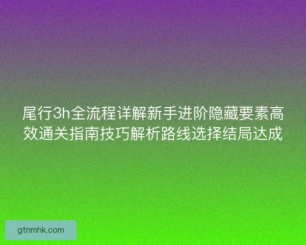 尾行3h全流程详解新手进阶隐藏要素高效通关指南技巧解析路线选择结局达成